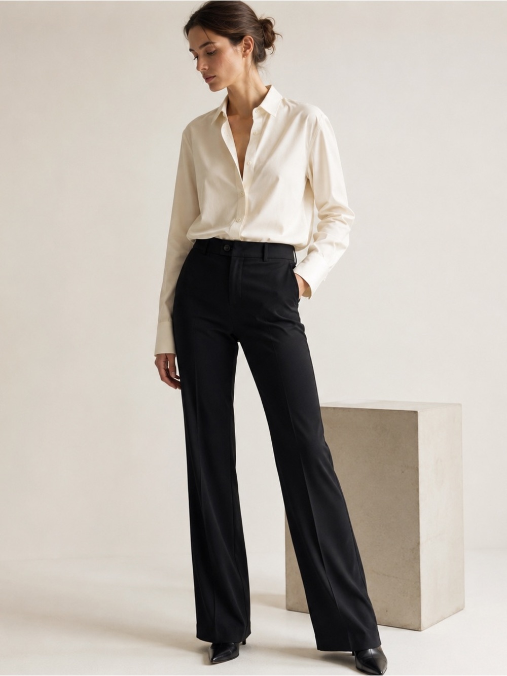 NYDJ Black Trouser Pants Size 8 Straight Leg Career Stretch 32” Inseam